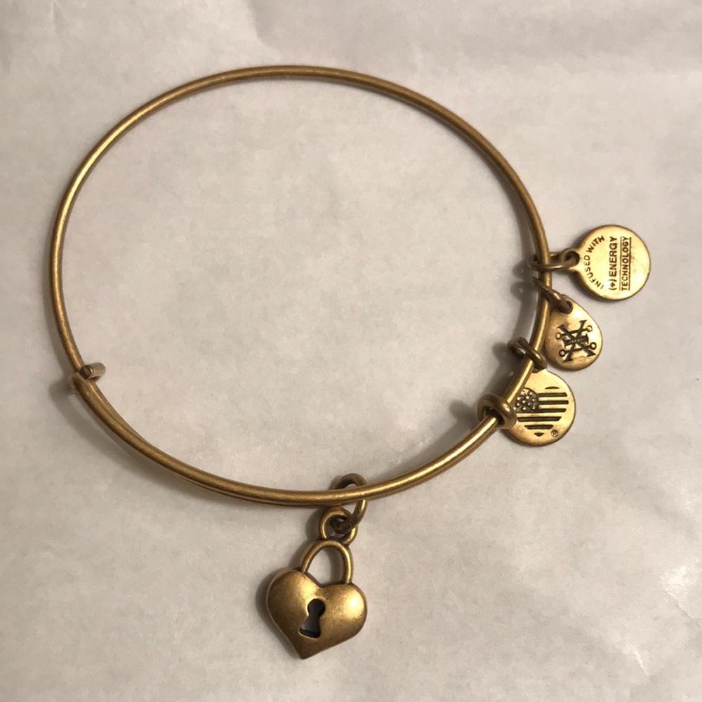 Gold Alex and Ani Heart charm bracelet